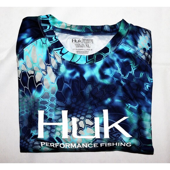 Huk Performance Fabrics Men's Long Sleeve Crew Neck Fishing Scales Shirt Size XL - Picture 6 of 7